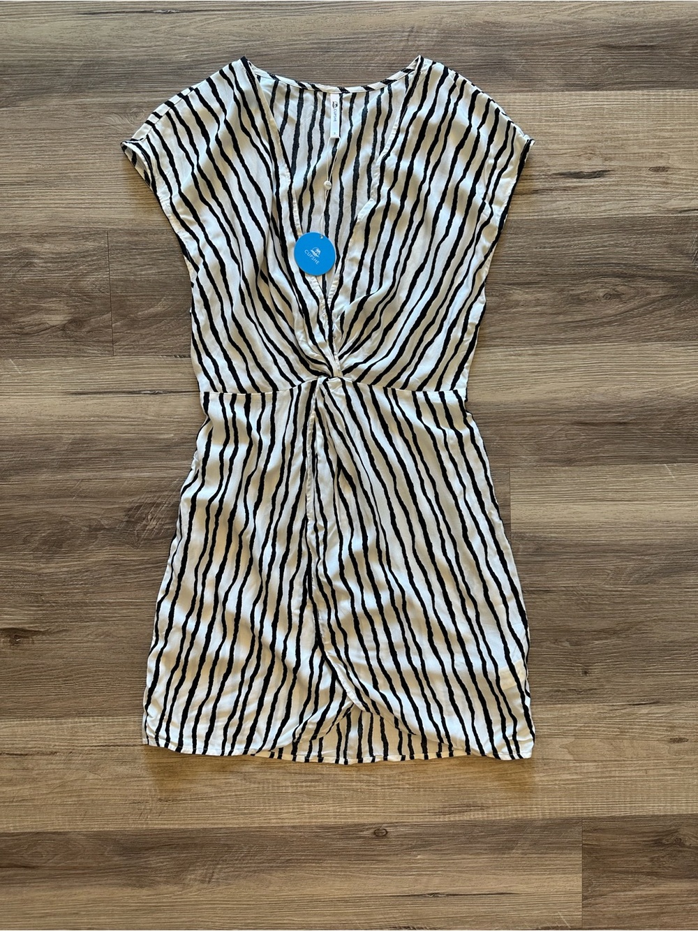 Cupshe Eva Wave Striped V Neck Sleeveless Dress Cover Up